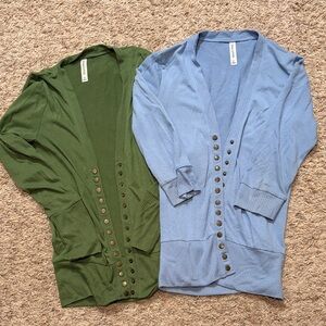 Zenana Outfitters Green and Blue Cardigans